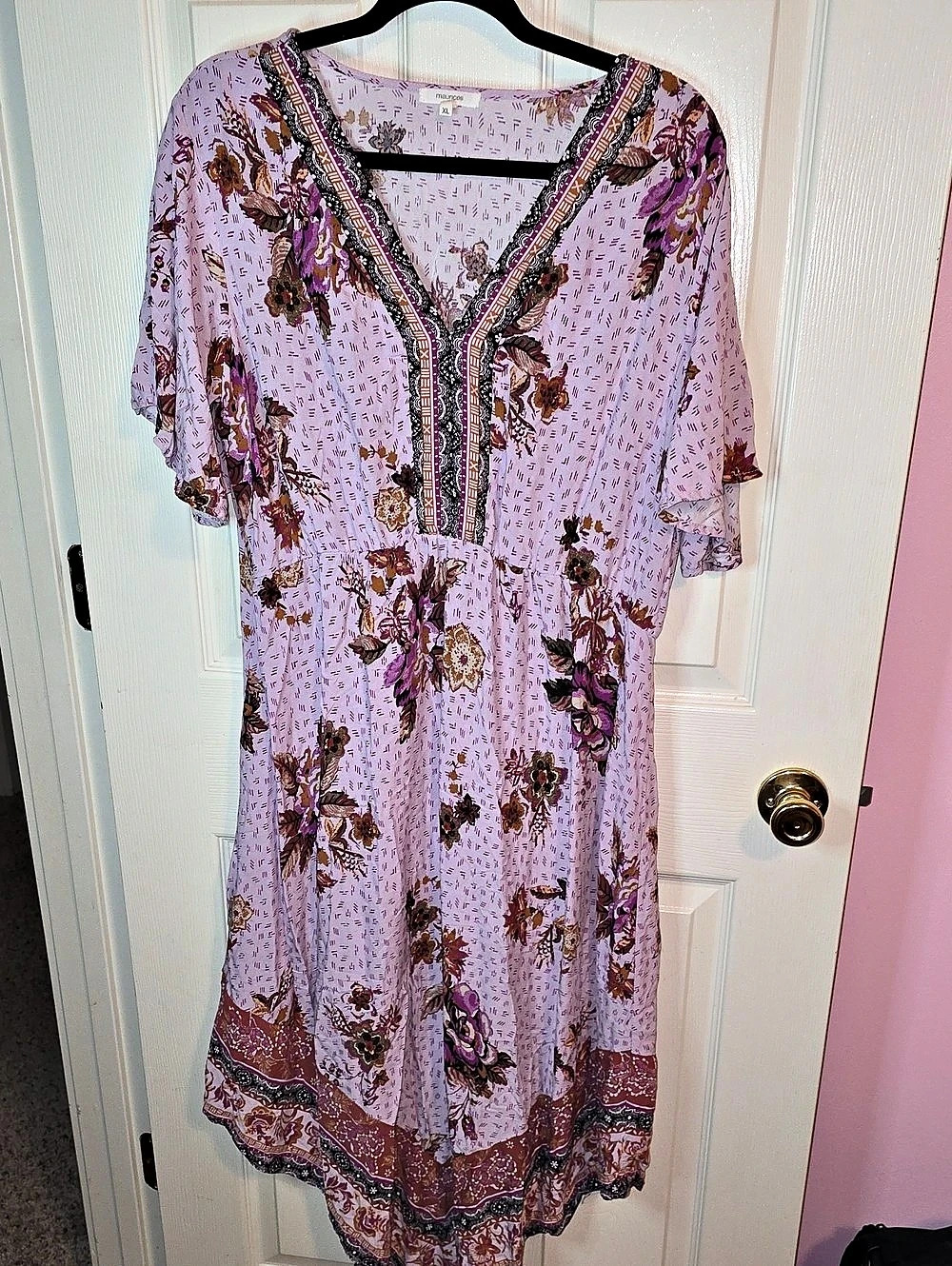 Maurices Floral Midi Dress in Pink & Purple Size XL Like New